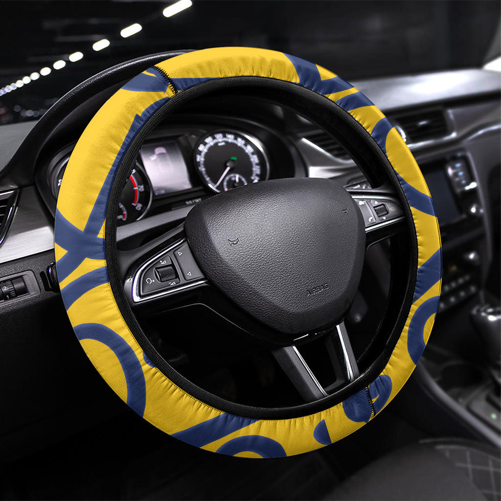 Bay of Plenty Rugby New Zealand Steering Wheel Cover Aotearoa Maori Pukana Tiki Mascot LT14 Universal Fit Yellow - Polynesian Pride
