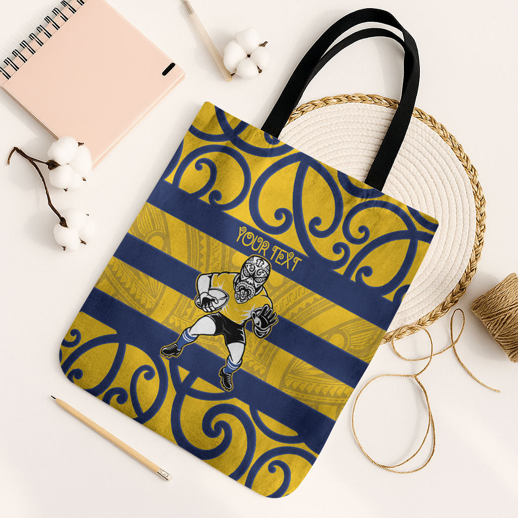 Bay of Plenty Custom Rugby New Zealand Tote Bag Aotearoa Maori Pukana Tiki Mascot LT14 Black Strap One Size Yellow - Polynesian Pride