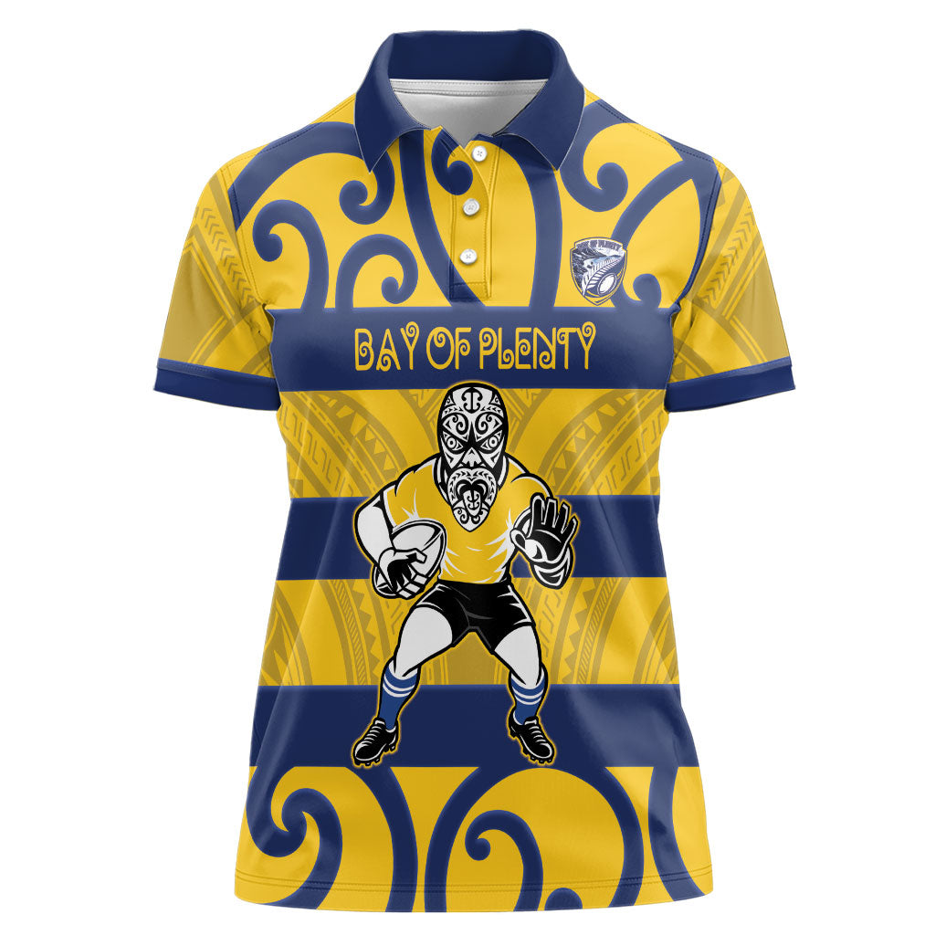 Bay of Plenty Custom Rugby New Zealand Women Polo Shirt Aotearoa Maori Pukana Tiki Mascot