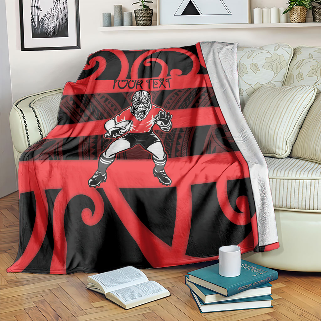 Canterbury Custom Rugby New Zealand Blanket Aotearoa Maori Pukana Tiki Mascot LT14 Red - Polynesian Pride