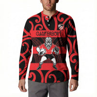 Canterbury Custom Rugby New Zealand Button Sweatshirt Aotearoa Maori Pukana Tiki Mascot LT14 - Polynesian Pride