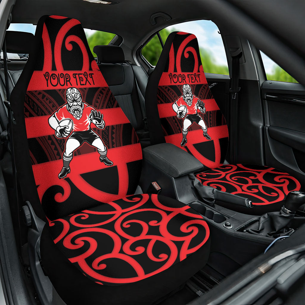 Canterbury Custom Rugby New Zealand Car Seat Cover Aotearoa Maori Pukana Tiki Mascot
