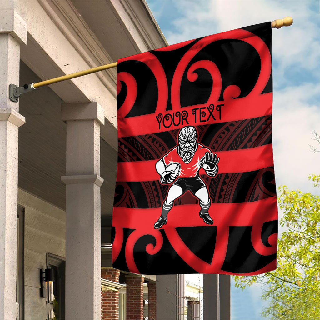 Canterbury Custom Rugby New Zealand Garden Flag Aotearoa Maori Pukana Tiki Mascot LT14 House Flag Red - Polynesian Pride