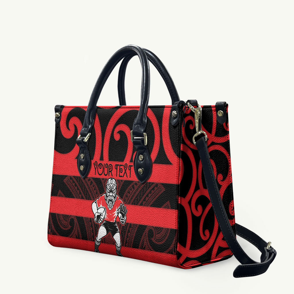 Canterbury Custom Rugby New Zealand Leather Bag Aotearoa Maori Pukana Tiki Mascot