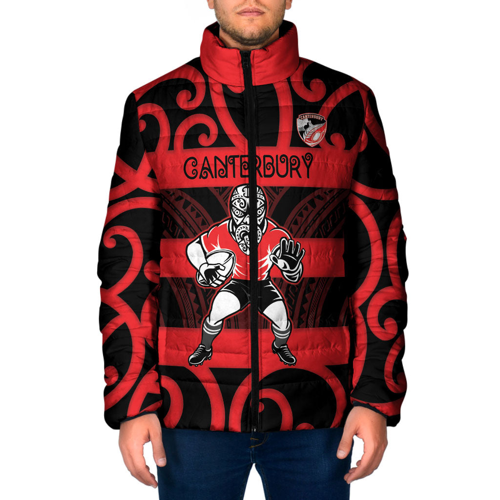 Canterbury Custom Rugby New Zealand Padded Jacket Aotearoa Maori Pukana Tiki Mascot