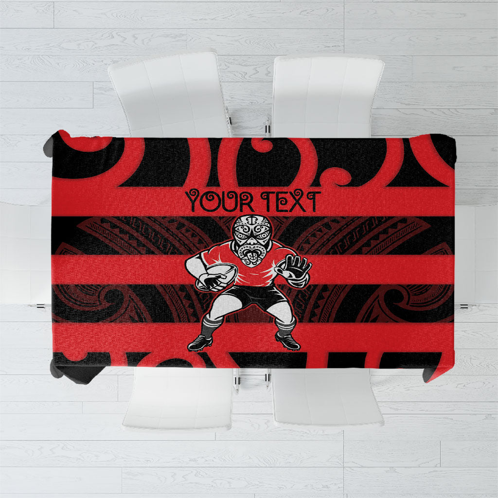 Canterbury Custom Rugby New Zealand Tablecloth Aotearoa Maori Pukana Tiki Mascot LT14 Red - Polynesian Pride