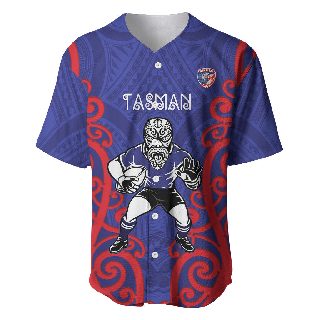 Tasman Custom Rugby New Zealand Baseball Jersey Aotearoa Maori Pukana Tiki Mascot