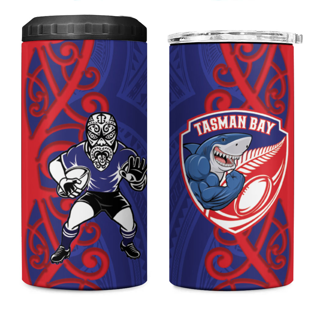 Tasman Custom Rugby New Zealand 4 in 1 Can Cooler Tumbler Aotearoa Maori Pukana Tiki Mascot