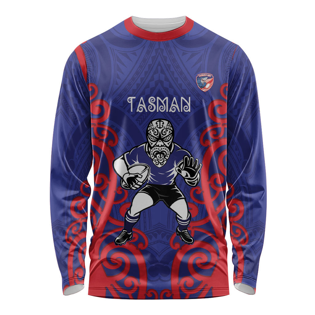 Tasman Custom Rugby New Zealand Long Sleeve Shirt Aotearoa Maori Pukana Tiki Mascot