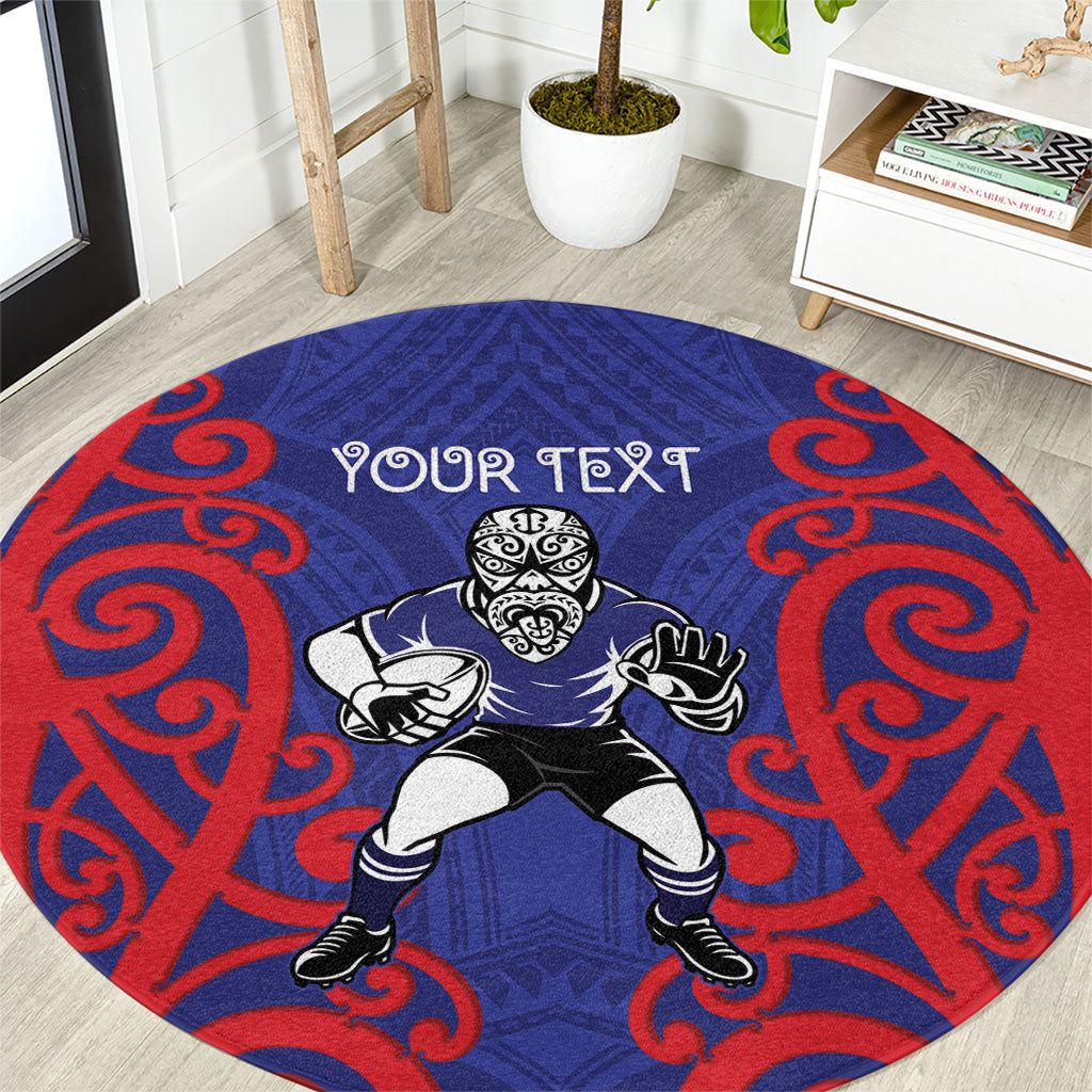 Tasman Custom Rugby New Zealand Round Carpet Aotearoa Maori Pukana Tiki Mascot