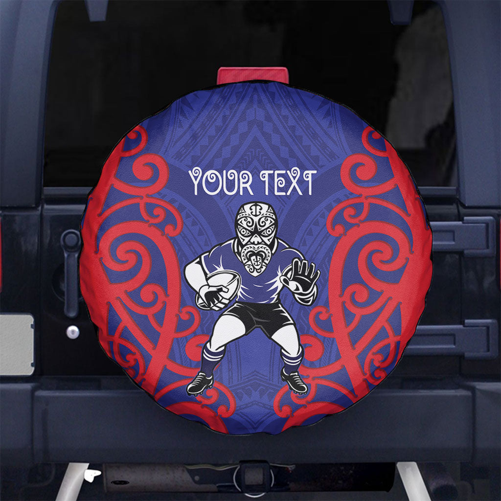 Tasman Custom Rugby New Zealand Spare Tire Cover Aotearoa Maori Pukana Tiki Mascot