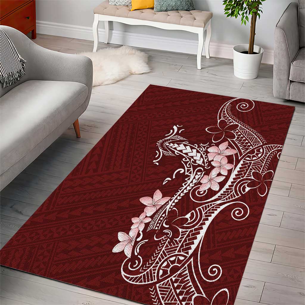 Oxblood Hawaii Area Rug Hammerhead Shark Tattoo Curve Polynesian LT14 - Polynesian Pride