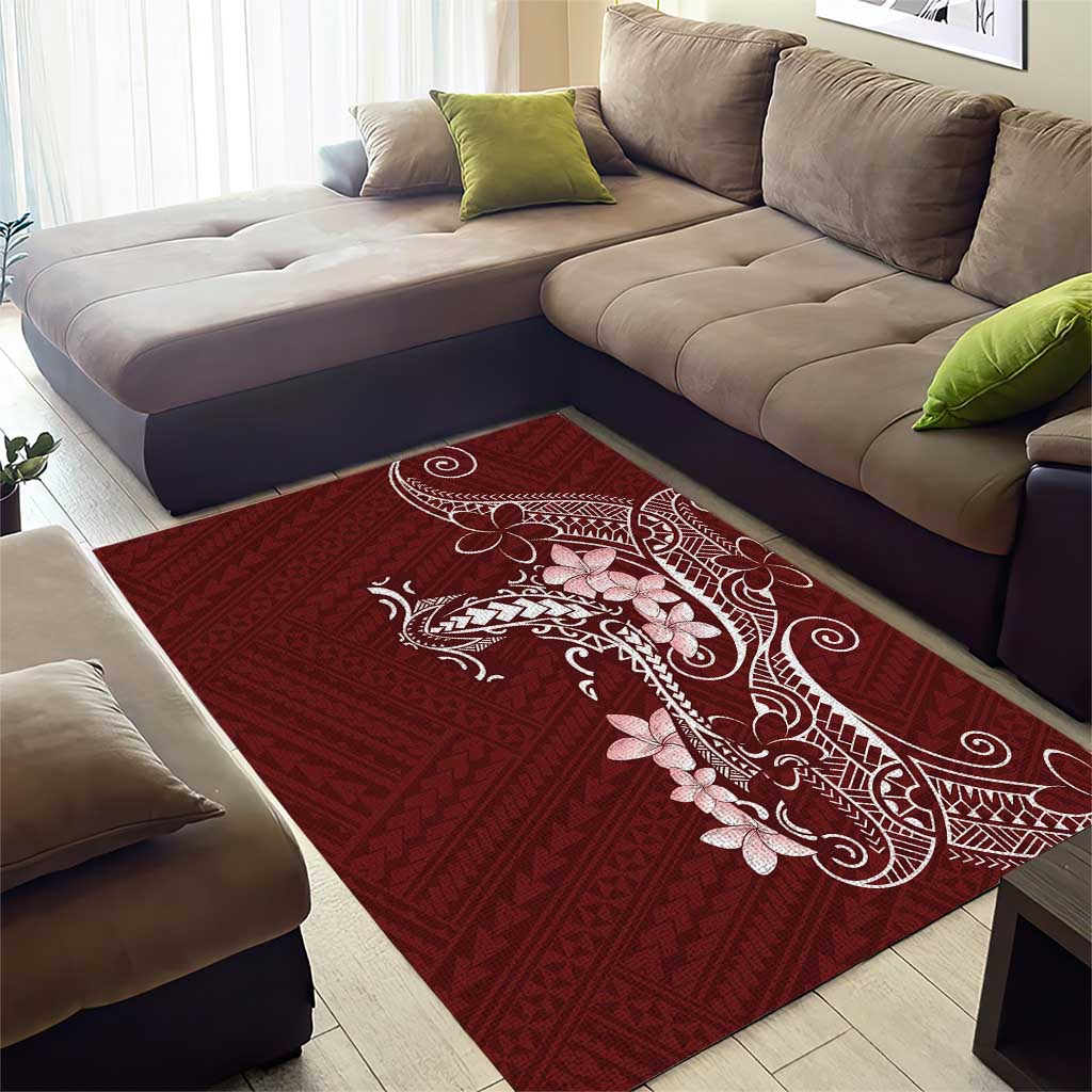 Oxblood Hawaii Area Rug Hammerhead Shark Tattoo Curve Polynesian LT14 - Polynesian Pride