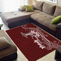 Oxblood Hawaii Area Rug Hammerhead Shark Tattoo Curve Polynesian LT14 - Polynesian Pride