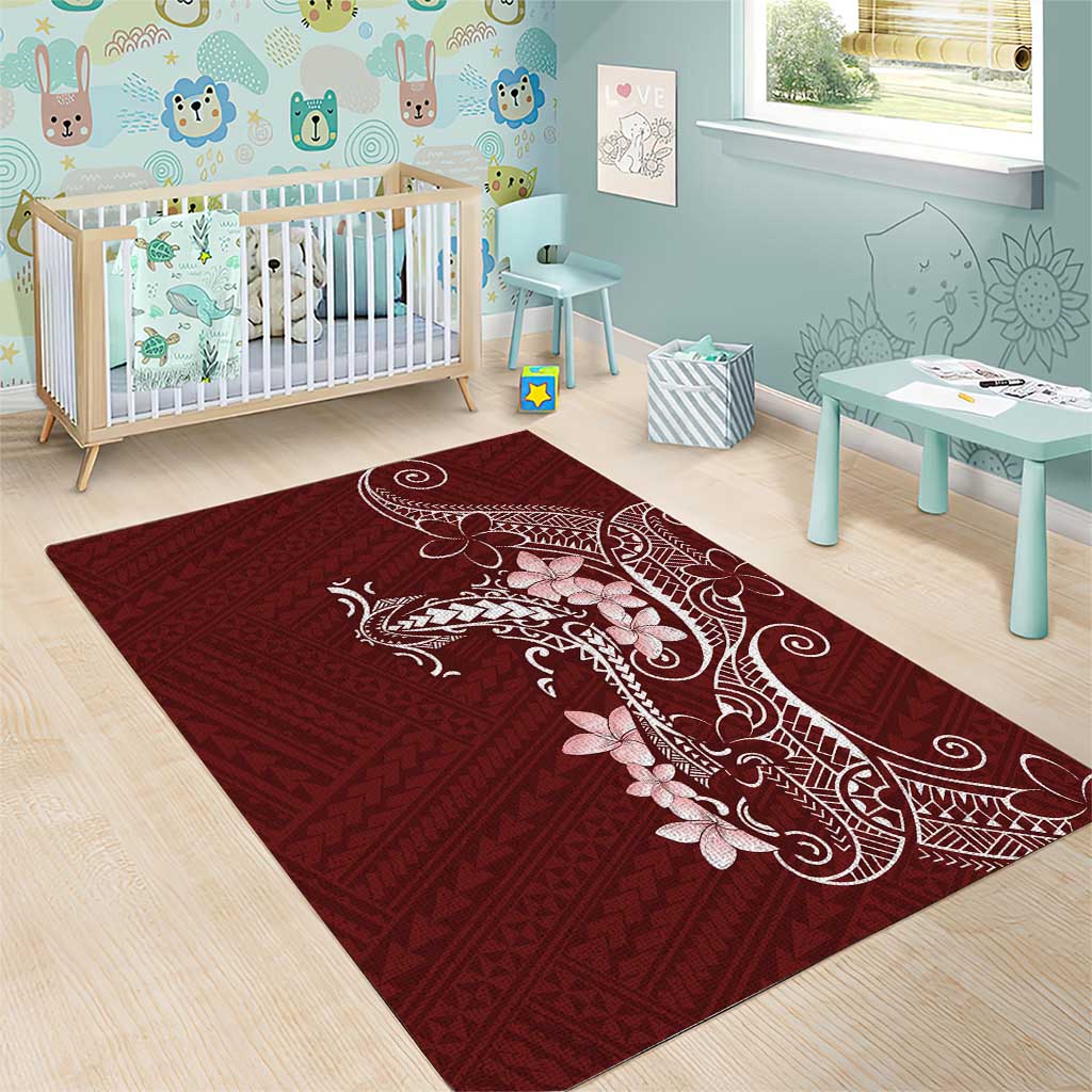 Oxblood Hawaii Area Rug Hammerhead Shark Tattoo Curve Polynesian LT14 - Polynesian Pride