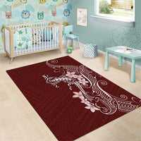 Oxblood Hawaii Area Rug Hammerhead Shark Tattoo Curve Polynesian LT14 - Polynesian Pride
