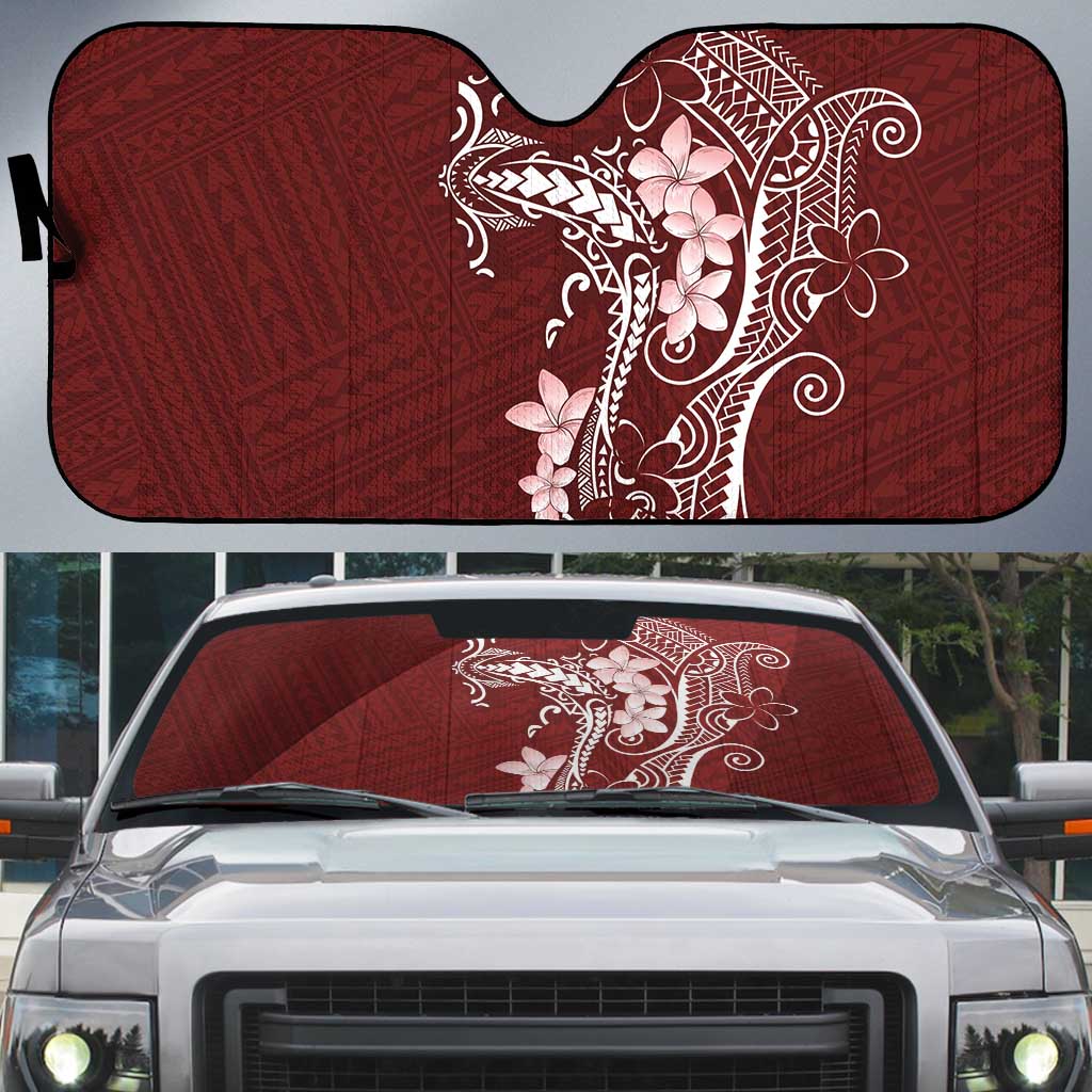 Oxblood Hawaii Auto Sun Shade Hammerhead Shark Tattoo Curve Polynesian LT14 Oxblood - Polynesian Pride