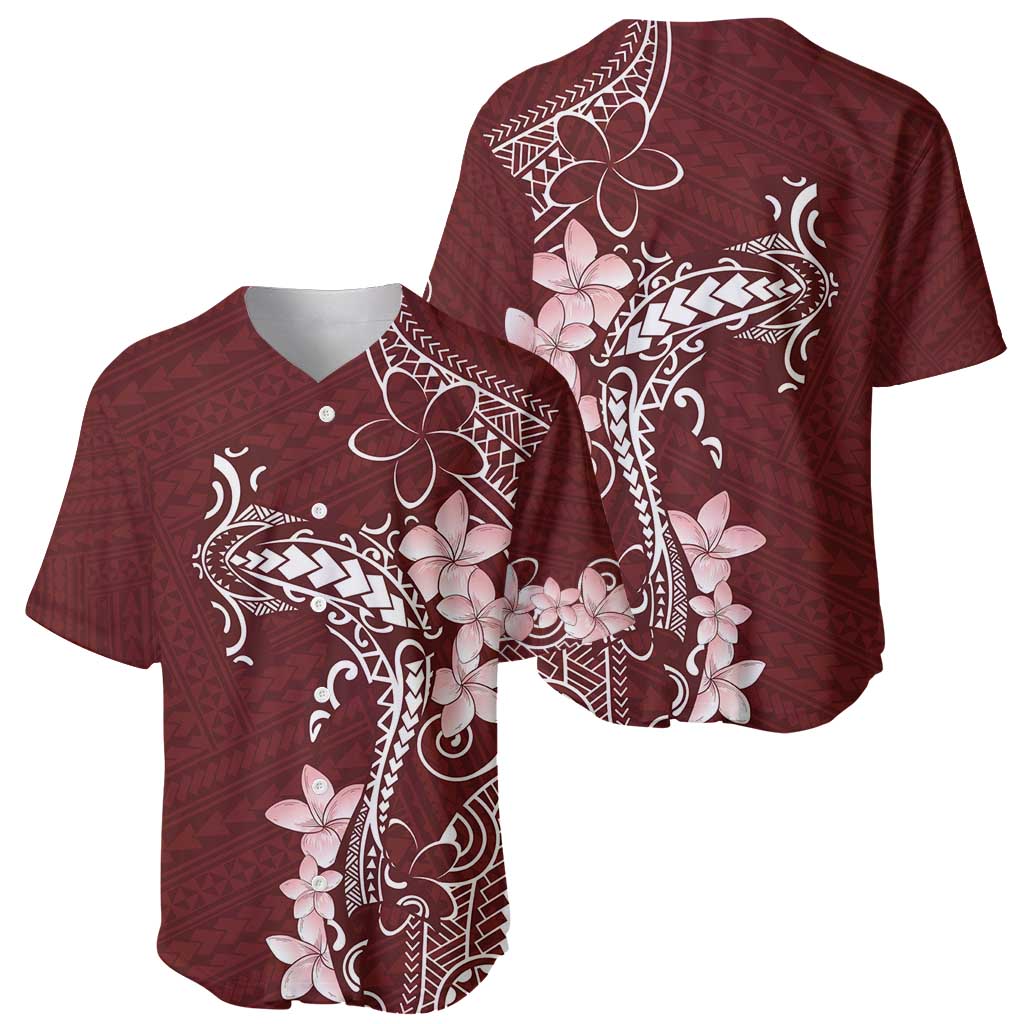 Oxblood Hawaii Baseball Jersey Hammerhead Shark Tattoo Curve Polynesian LT14 - Polynesian Pride