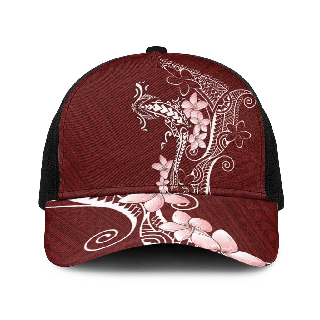 Oxblood Hawaii Baseball Net Cap Hammerhead Shark Tattoo Curve Polynesian LT14 One Size Black Oxblood - Polynesian Pride