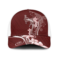 Oxblood Hawaii Baseball Net Cap Hammerhead Shark Tattoo Curve Polynesian LT14 One Size White Oxblood - Polynesian Pride