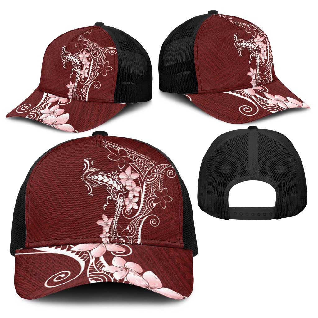 Oxblood Hawaii Baseball Net Cap Hammerhead Shark Tattoo Curve Polynesian LT14 - Polynesian Pride