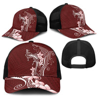 Oxblood Hawaii Baseball Net Cap Hammerhead Shark Tattoo Curve Polynesian LT14 - Polynesian Pride