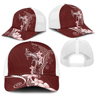 Oxblood Hawaii Baseball Net Cap Hammerhead Shark Tattoo Curve Polynesian LT14 - Polynesian Pride