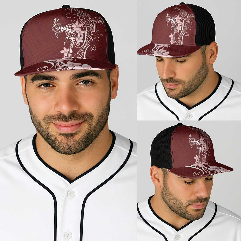 Oxblood Hawaii Baseball Net Cap Hammerhead Shark Tattoo Curve Polynesian LT14 - Polynesian Pride