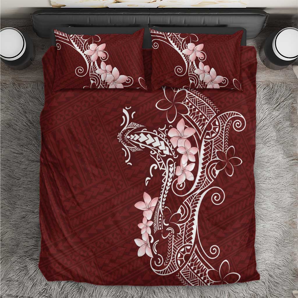Oxblood Hawaii Bedding Set Hammerhead Shark Tattoo Curve Polynesian LT14 Oxblood - Polynesian Pride