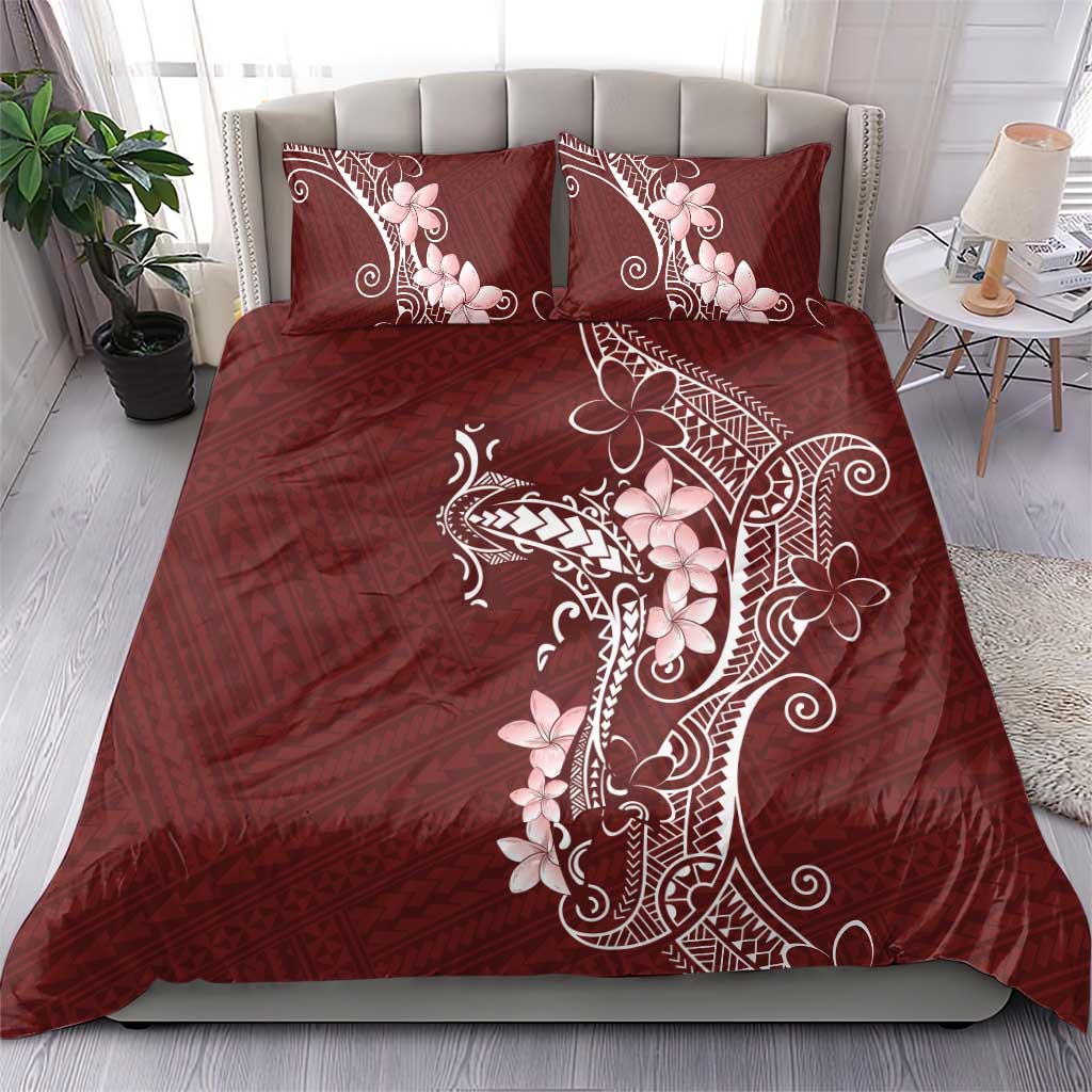 Oxblood Hawaii Bedding Set Hammerhead Shark Tattoo Curve Polynesian LT14 - Polynesian Pride