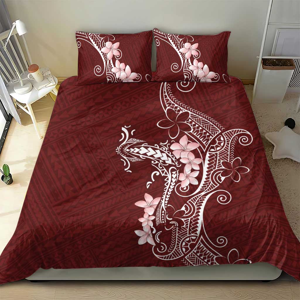Oxblood Hawaii Bedding Set Hammerhead Shark Tattoo Curve Polynesian LT14 - Polynesian Pride