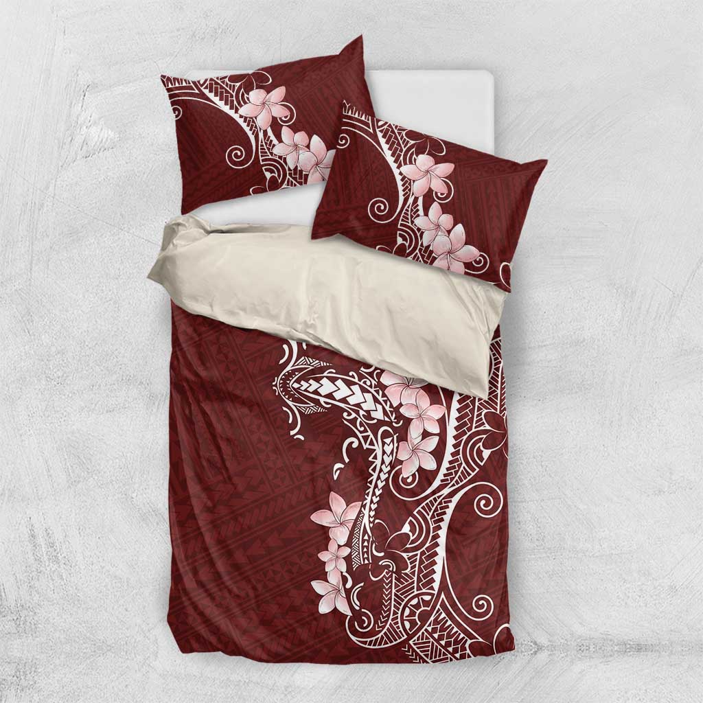 Oxblood Hawaii Bedding Set Hammerhead Shark Tattoo Curve Polynesian LT14 US Twin 172cm x 218cm Oxblood - Polynesian Pride