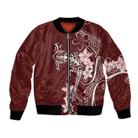 Oxblood Hawaii Bomber Jacket Hammerhead Shark Tattoo Curve Polynesian LT14 Unisex Oxblood - Polynesian Pride