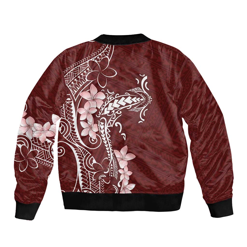 Oxblood Hawaii Bomber Jacket Hammerhead Shark Tattoo Curve Polynesian LT14 - Polynesian Pride