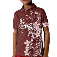 Oxblood Hawaii Kid Polo Shirt Hammerhead Shark Tattoo Curve Polynesian LT14 Kid Oxblood - Polynesian Pride