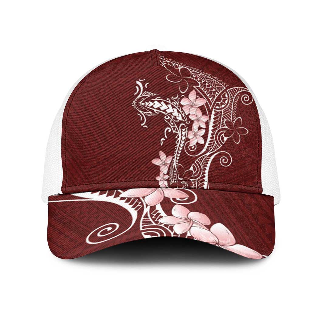 Oxblood Hawaii Mesh Trucker Cap Hammerhead Shark Tattoo Curve Polynesian LT14 One Size White Oxblood - Polynesian Pride