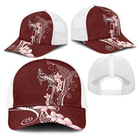 Oxblood Hawaii Mesh Trucker Cap Hammerhead Shark Tattoo Curve Polynesian LT14 - Polynesian Pride