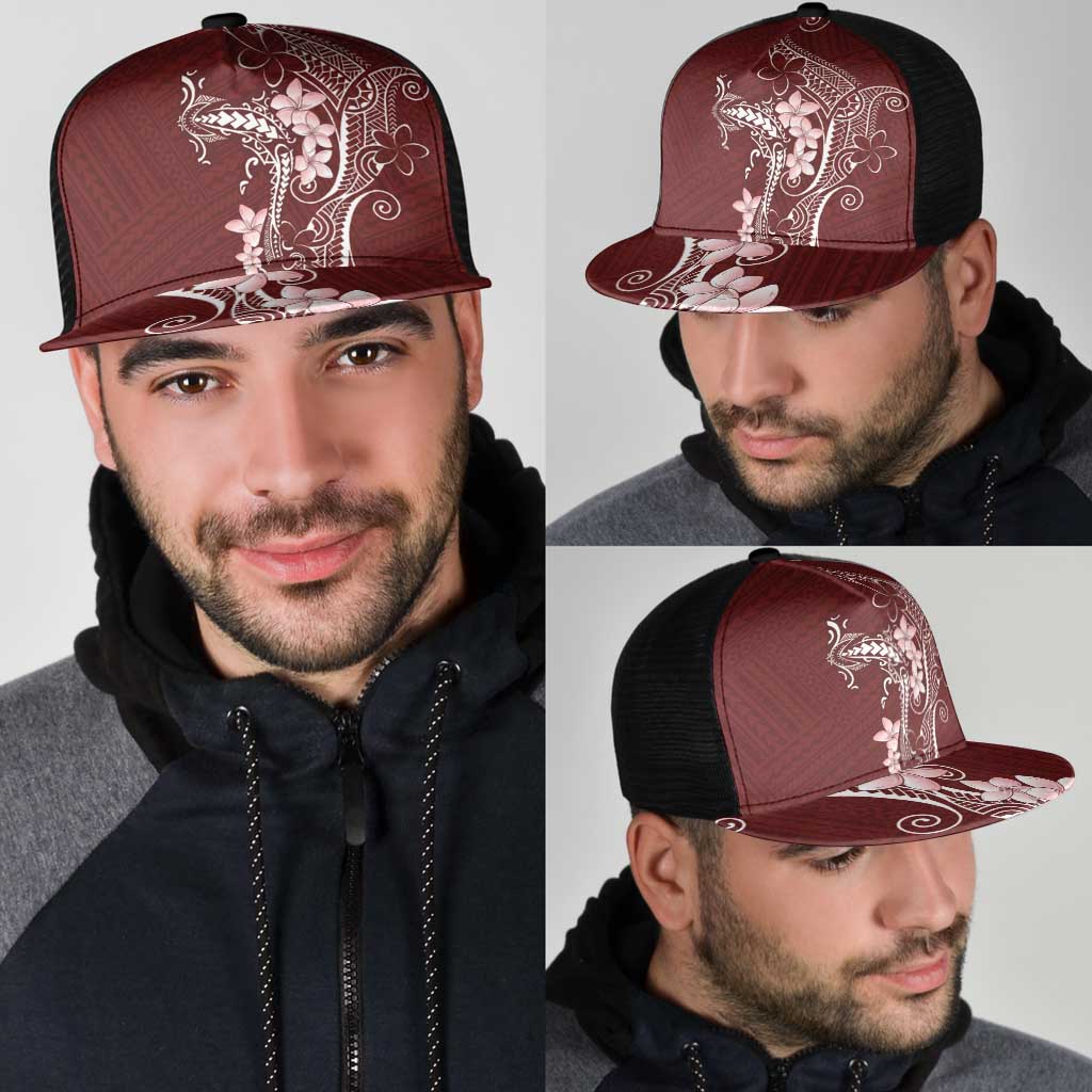 Oxblood Hawaii Mesh Trucker Cap Hammerhead Shark Tattoo Curve Polynesian LT14 - Polynesian Pride