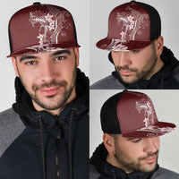 Oxblood Hawaii Mesh Trucker Cap Hammerhead Shark Tattoo Curve Polynesian LT14 - Polynesian Pride