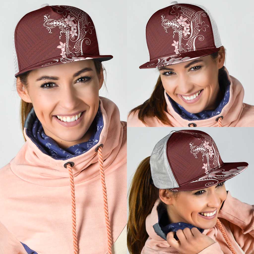 Oxblood Hawaii Mesh Trucker Cap Hammerhead Shark Tattoo Curve Polynesian LT14 - Polynesian Pride