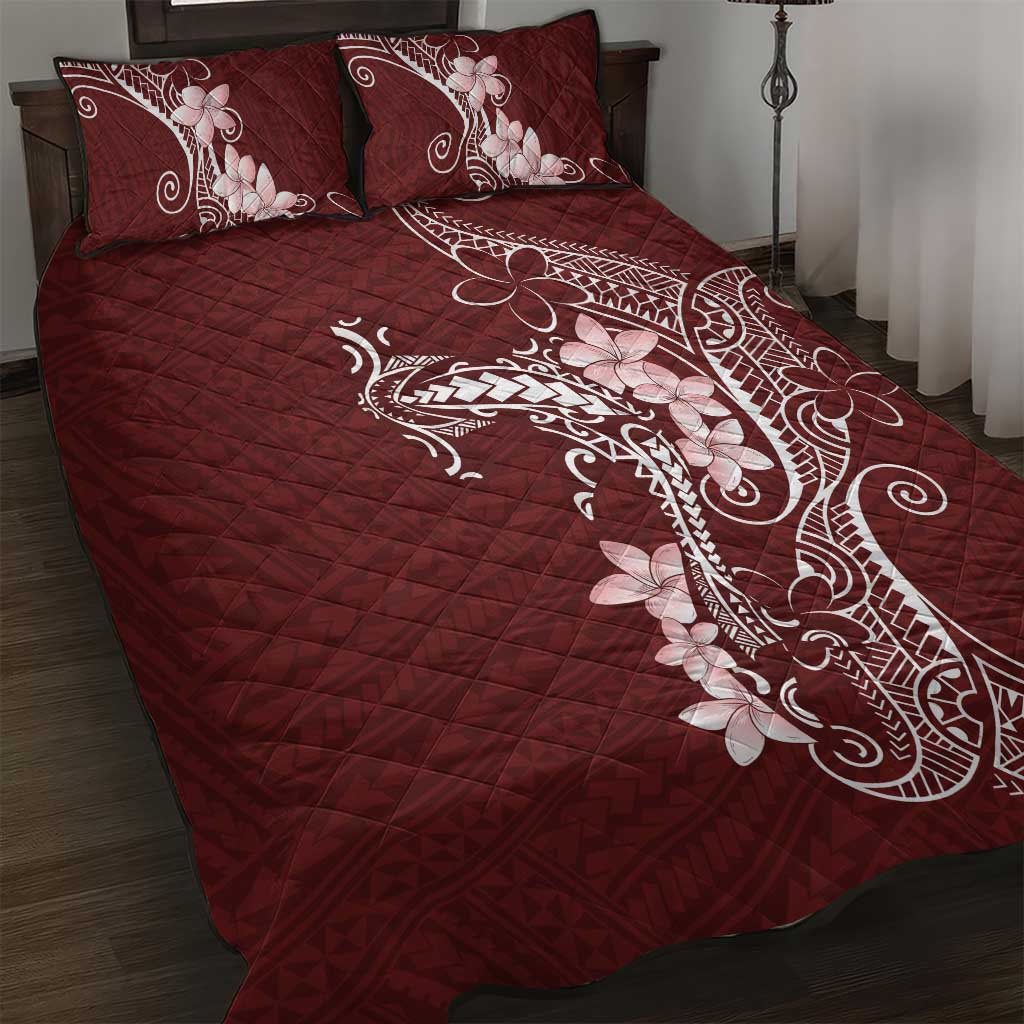 Oxblood Hawaii Quilt Bed Set Hammerhead Shark Tattoo Curve Polynesian LT14 Oxblood - Polynesian Pride