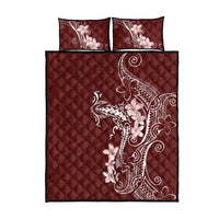 Oxblood Hawaii Quilt Bed Set Hammerhead Shark Tattoo Curve Polynesian LT14 - Polynesian Pride