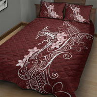 Oxblood Hawaii Quilt Bed Set Hammerhead Shark Tattoo Curve Polynesian LT14 - Polynesian Pride
