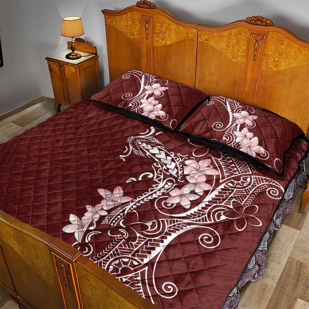 Oxblood Hawaii Quilt Bed Set Hammerhead Shark Tattoo Curve Polynesian LT14 - Polynesian Pride