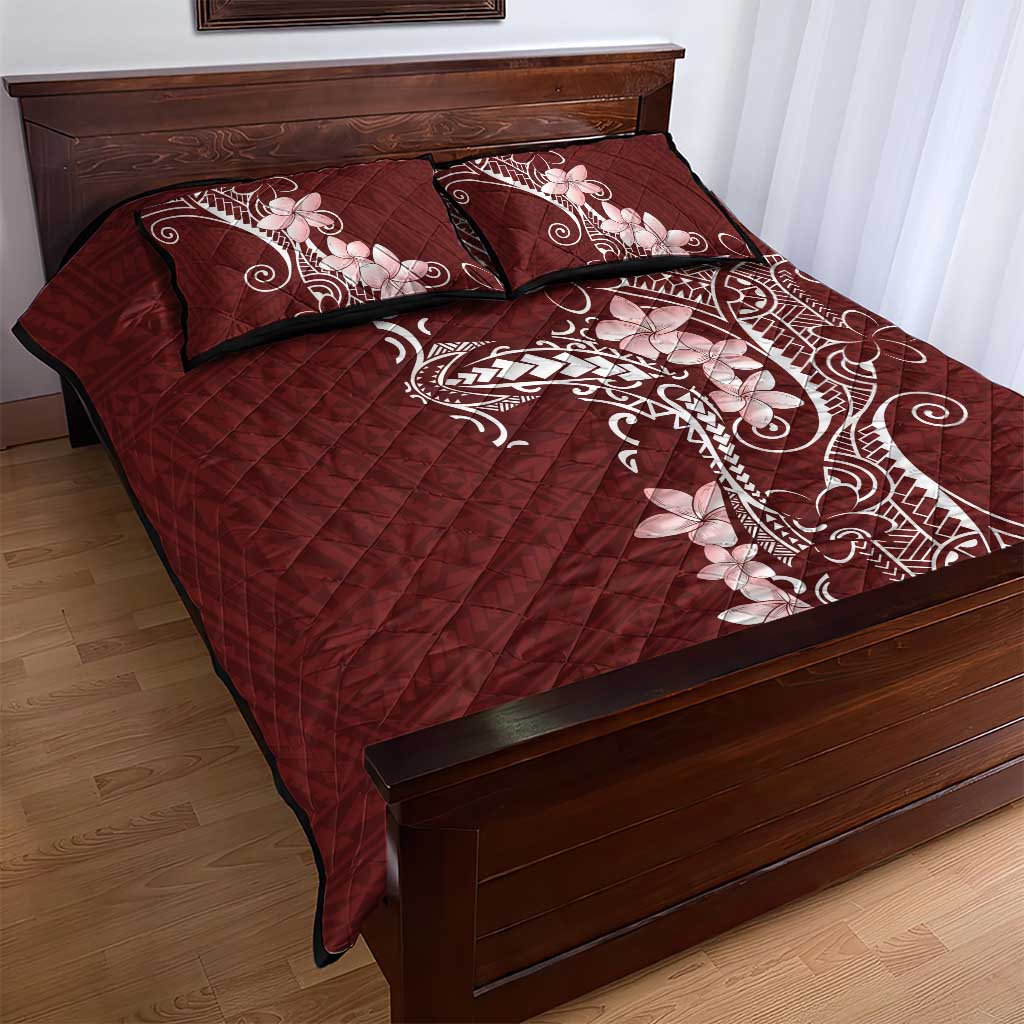 Oxblood Hawaii Quilt Bed Set Hammerhead Shark Tattoo Curve Polynesian LT14 - Polynesian Pride