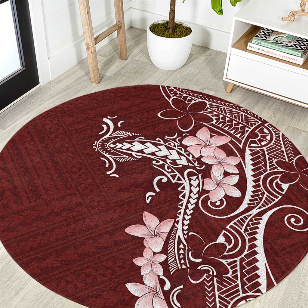 Oxblood Hawaii Round Carpet Hammerhead Shark Tattoo Curve Polynesian LT14 Oxblood - Polynesian Pride