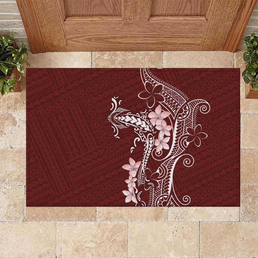 Oxblood Hawaii Rubber Doormat Hammerhead Shark Tattoo Curve Polynesian LT14 Oxblood - Polynesian Pride