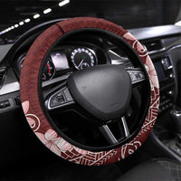 Oxblood Hawaii Steering Wheel Cover Hammerhead Shark Tattoo Curve Polynesian LT14 Universal Fit Oxblood - Polynesian Pride