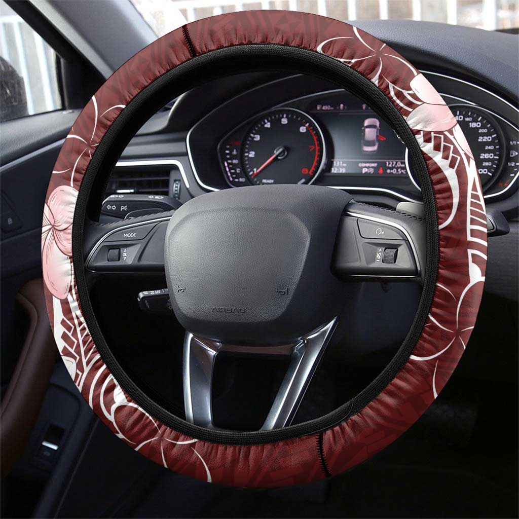 Oxblood Hawaii Steering Wheel Cover Hammerhead Shark Tattoo Curve Polynesian LT14 - Polynesian Pride
