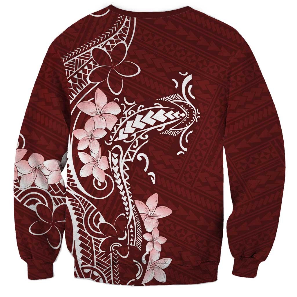 Oxblood Hawaii Sweatshirt Hammerhead Shark Tattoo Curve Polynesian LT14 - Polynesian Pride